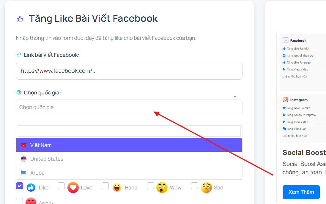 Bước 3: Chọn các tùy chọn